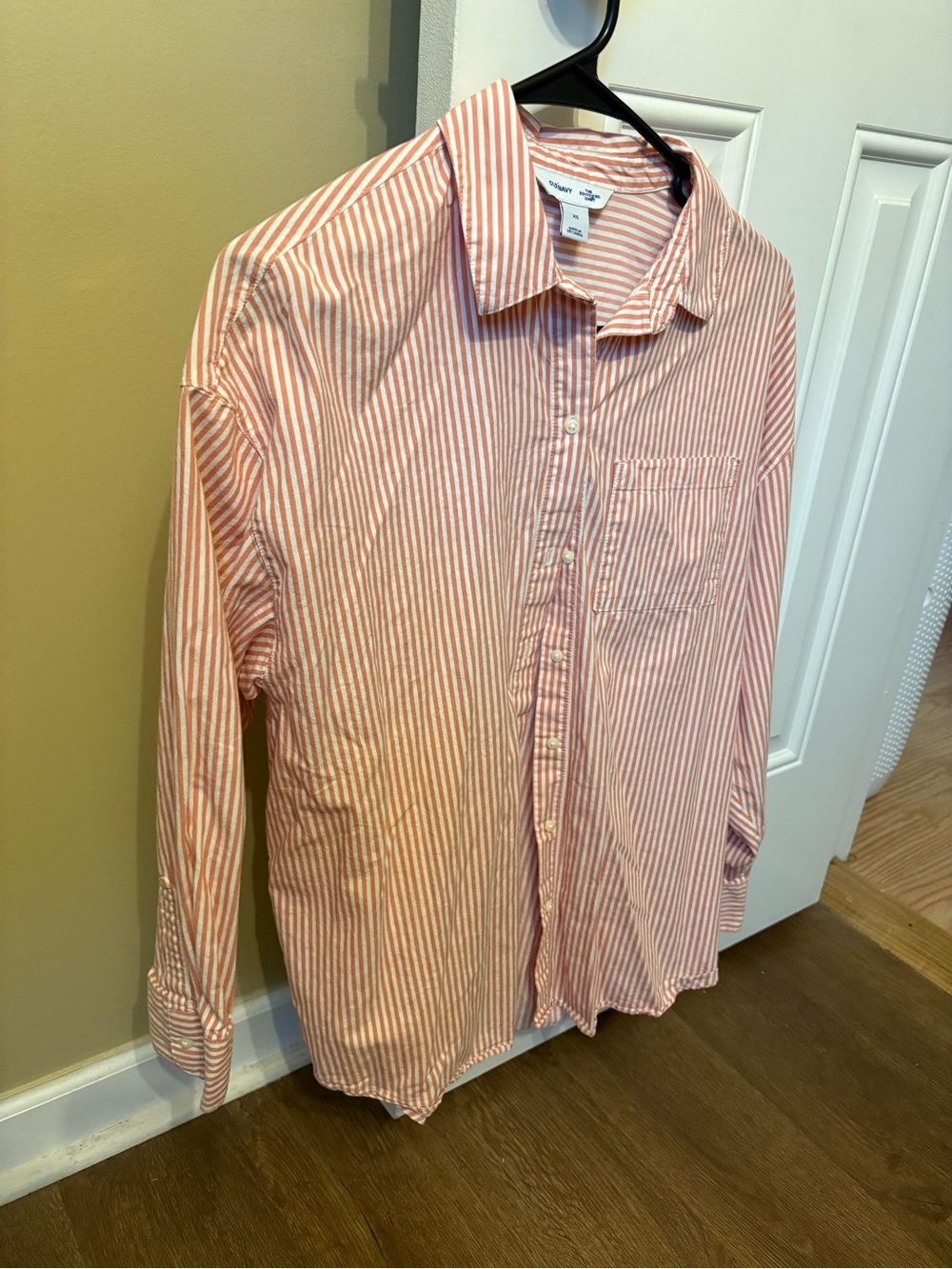 Old Navy Pink and White Stripe Button-Down Shirt